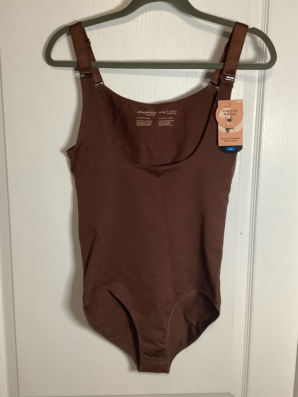 NWT Shapermint Brown Open Bust Bodysuit Shaper Panty